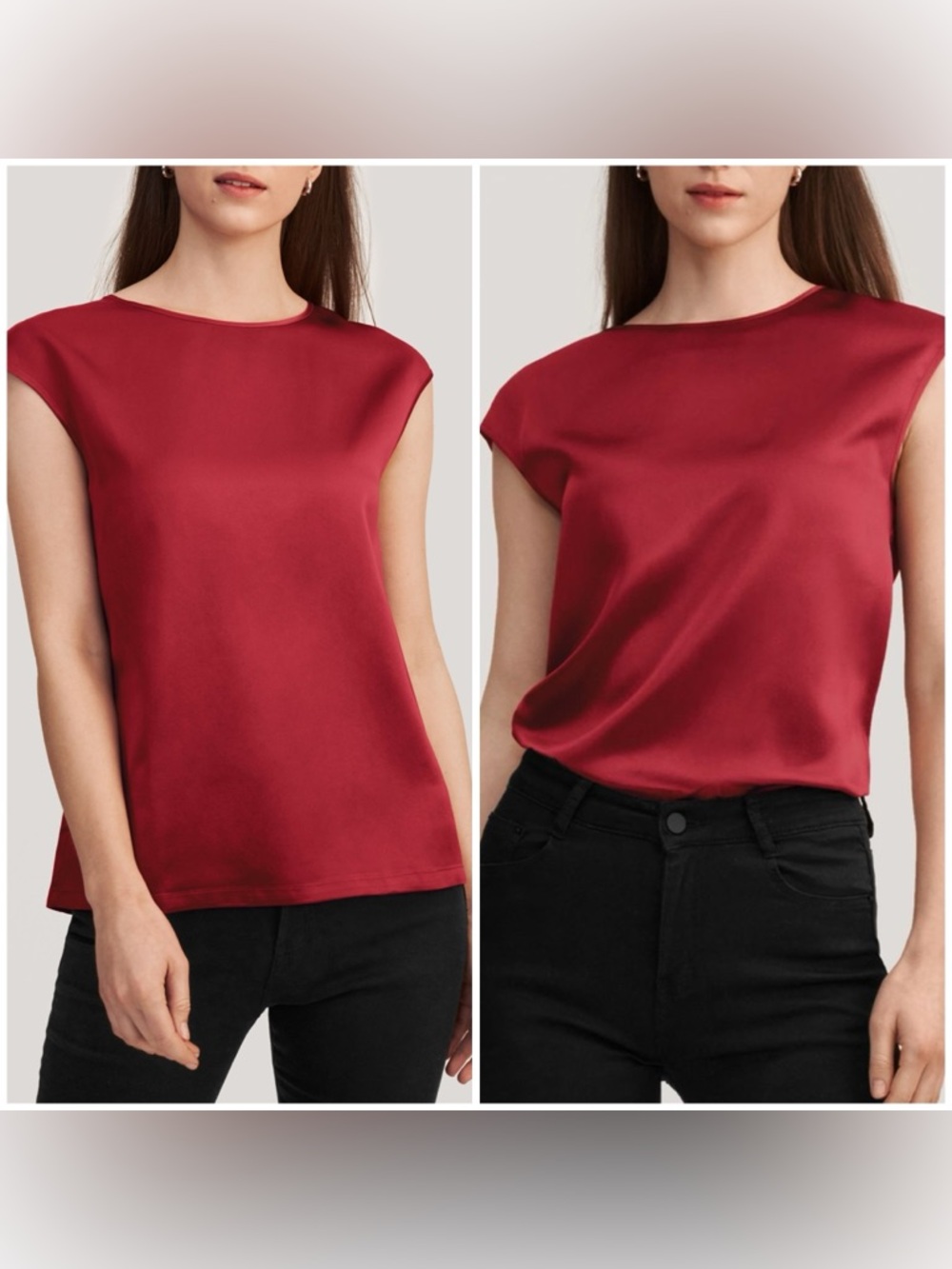 Lily Silk Cranberry Cap Sleeve Solo Top Retail Size Large